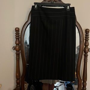 Black Pen Stripe Skirt with Slit